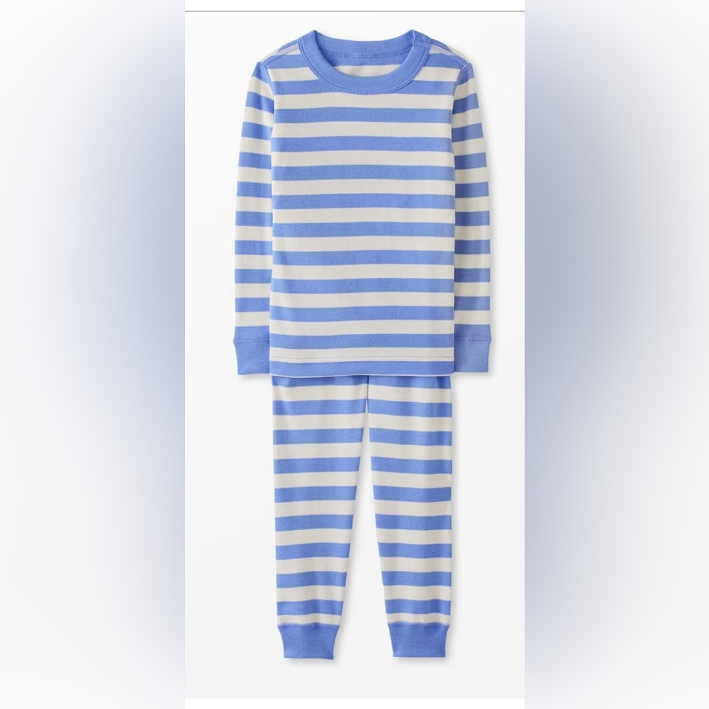 Hanna Andersson Blue and Cream Striped Pajama Set